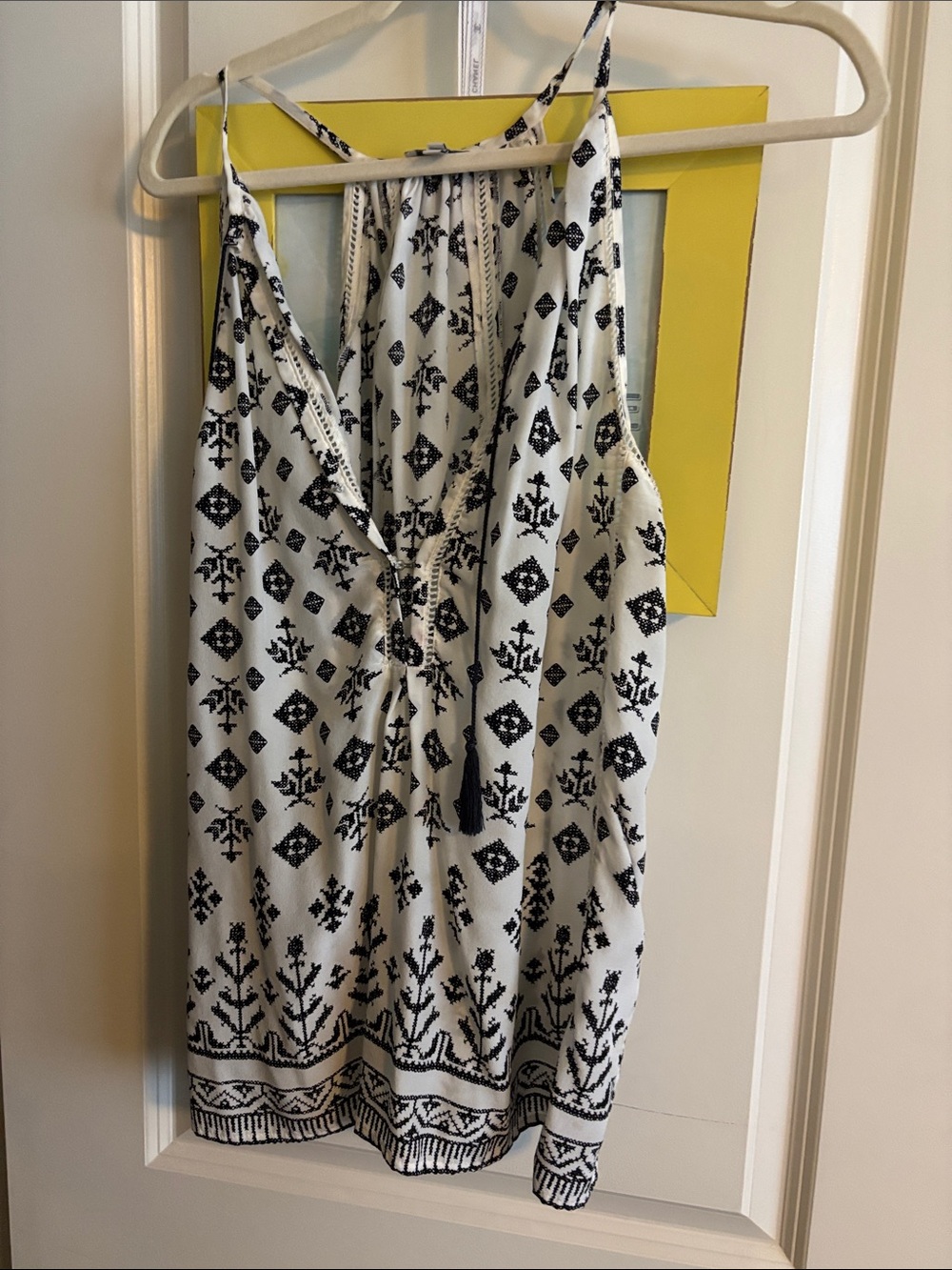 Joie Black & White Patterned Spaghetti Strap Tank